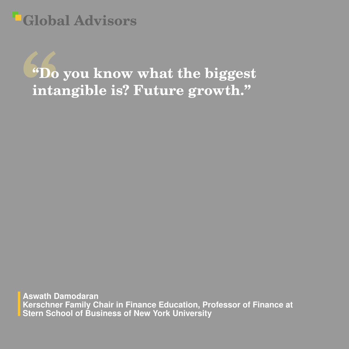 ?Do you know what the biggest intangible is? Future growth.? - Quote: Aswath Damodaran - Kerschner Family Chair in Finance Education, Professor of Finance at Stern School of Business of New York University